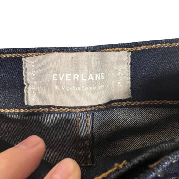 Everlane Womens Mid Rise Skinny Jeans Size 28 Regular Dark Wash Stretch Denim - Picture 5 of 10